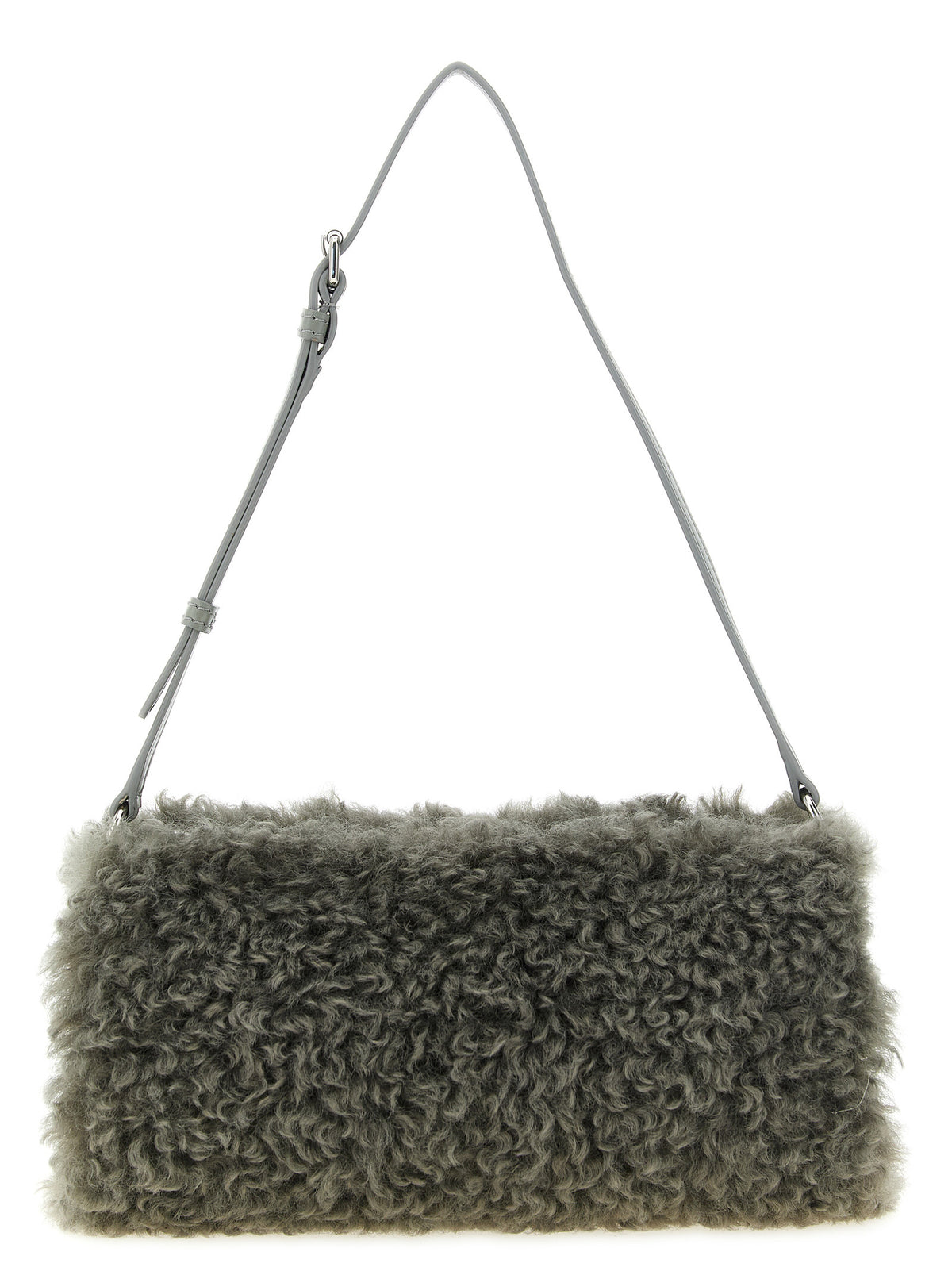Gray Teddy-Texture Polyester Clutch