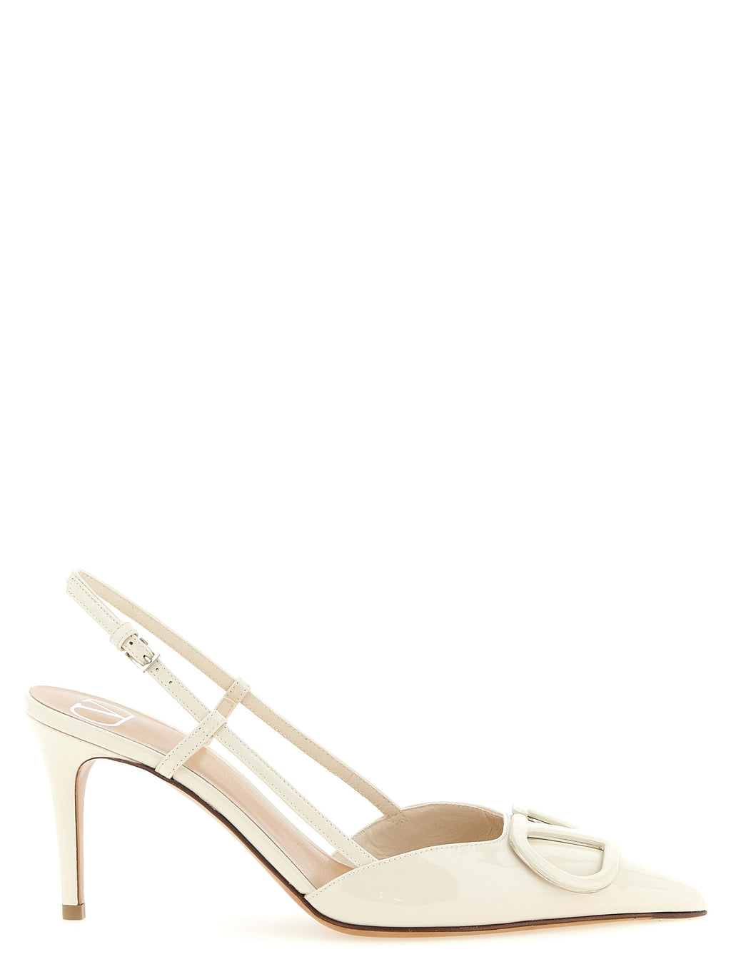 White Calfskin Slingback Stiletto Pumps