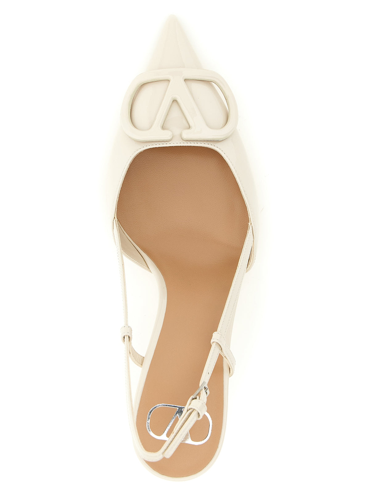 White Calfskin Slingback Stiletto Pumps
