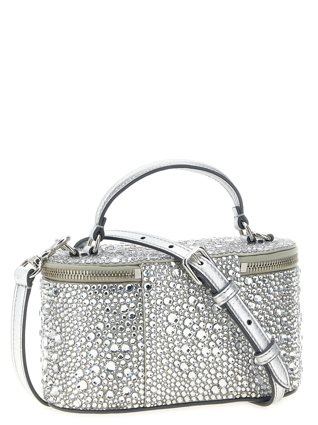 Silver Viscose Vanity Mini Handbag
