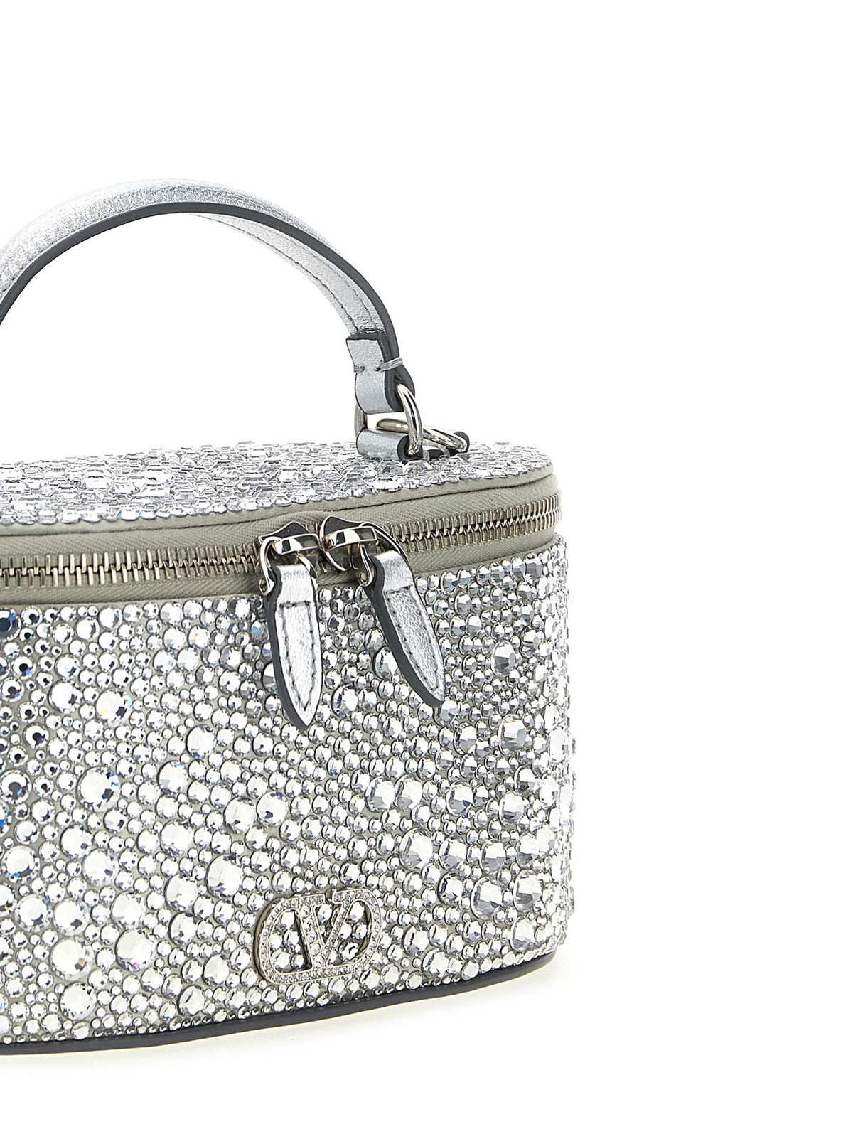 Silver Viscose Vanity Mini Handbag