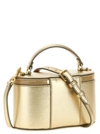 Mini Vanity Oval Metallic Garnet Calf Leather Handbag