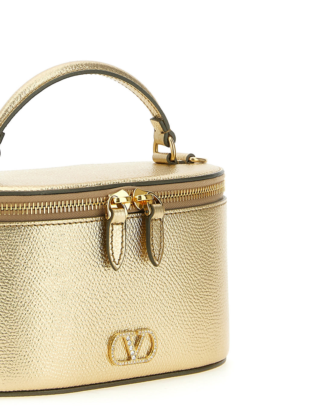 Mini Vanity Oval Metallic Garnet Calf Leather Handbag