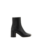 Lamb Ankle Boots with Square Toe and Cylindrical Heel