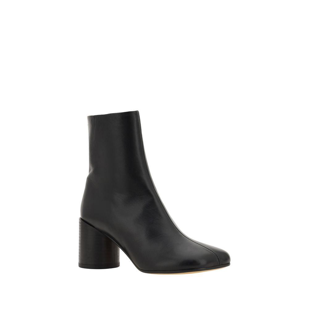 Lamb Ankle Boots with Square Toe and Cylindrical Heel