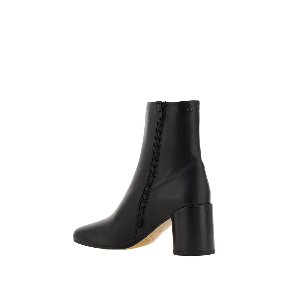 Lamb Ankle Boots with Square Toe and Cylindrical Heel