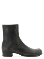 Calfskin Square Toe Ankle Boots