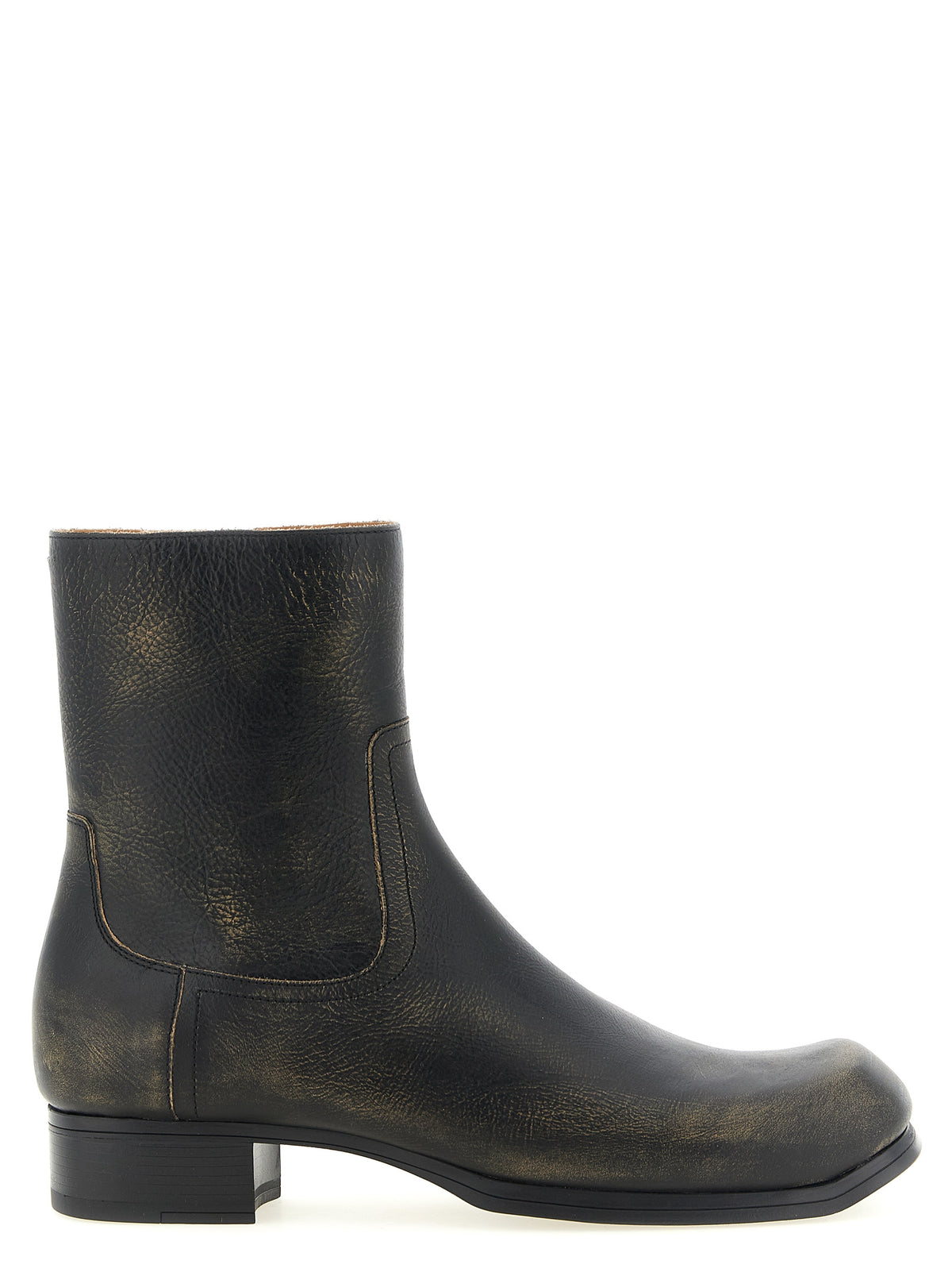 Calfskin Square Toe Ankle Boots