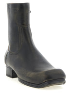 Calfskin Square Toe Ankle Boots