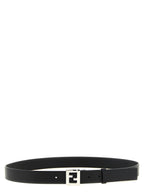 Black Calfskin Belt with FF Square Buckle