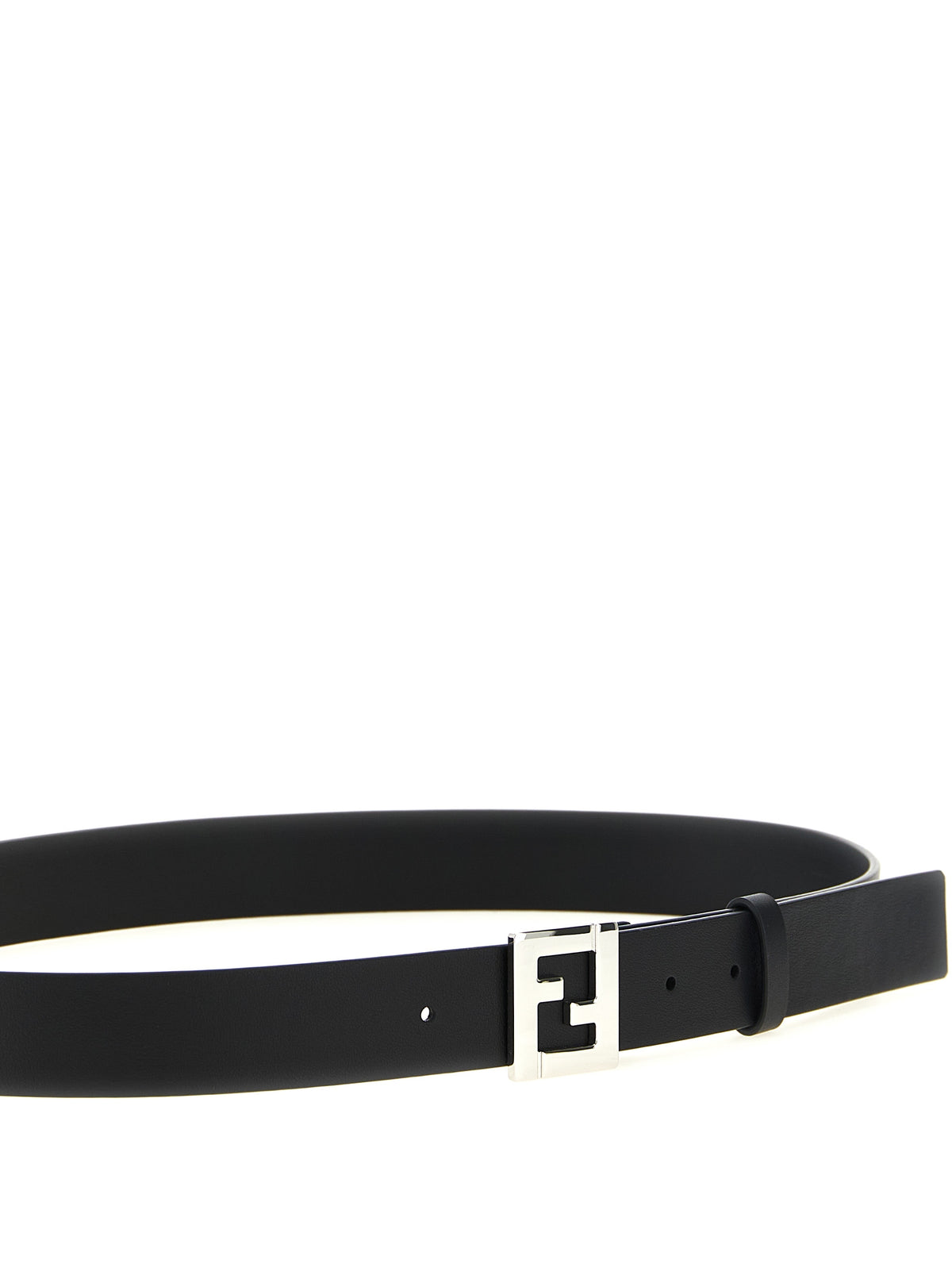 Black Calfskin Belt with FF Square Buckle