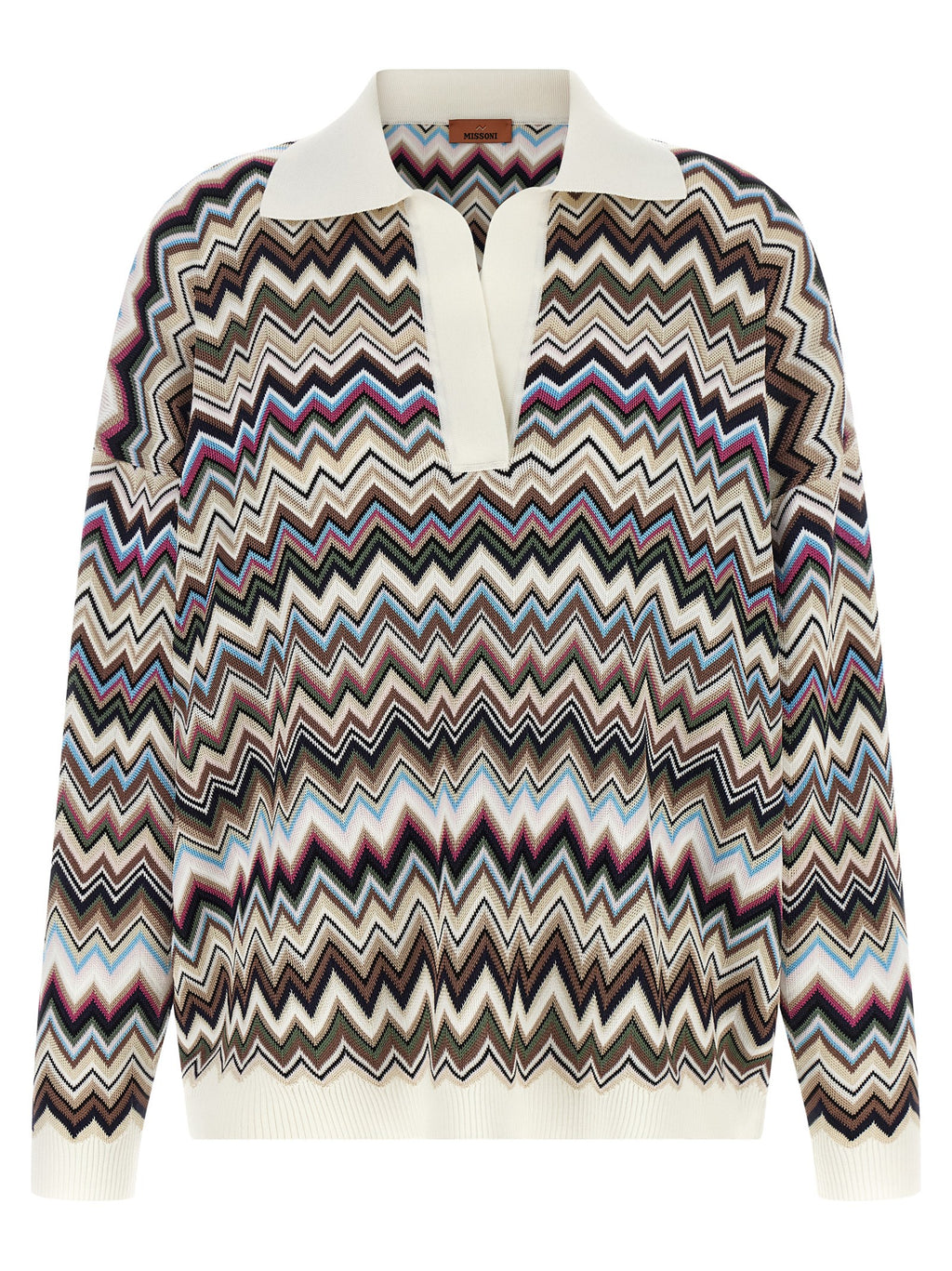 Oversized Multicolor Zigzag Viscose Polo