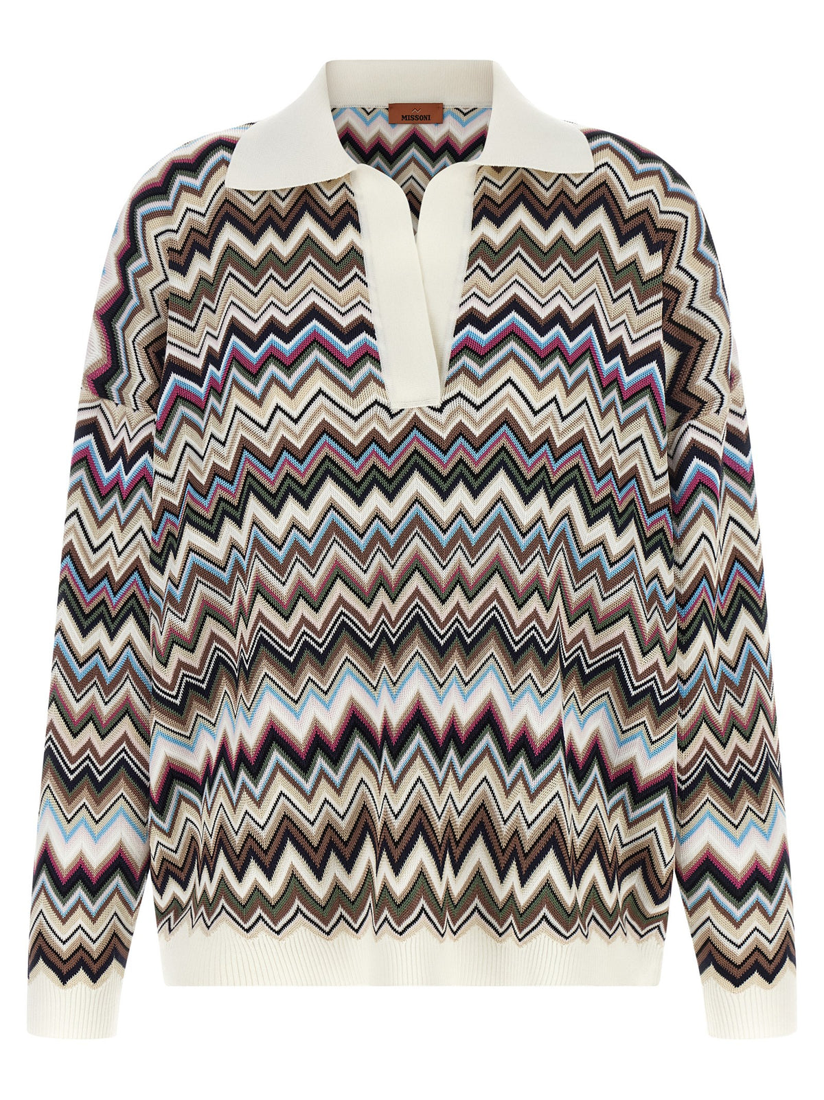Oversized Multicolor Zigzag Viscose Polo