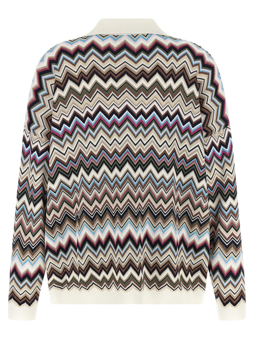 Oversized Multicolor Zigzag Viscose Polo
