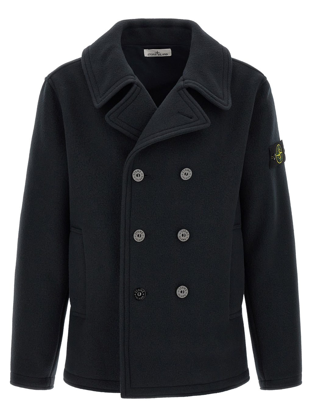 Navy Cotton Double‑Breasted Coat