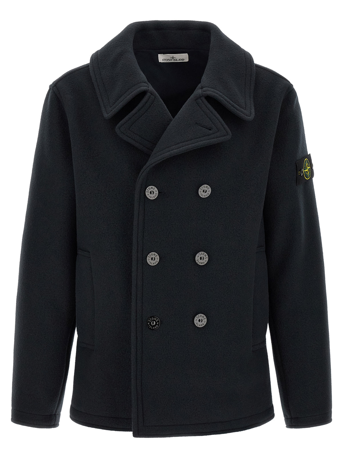 Navy Cotton Double‑Breasted Coat