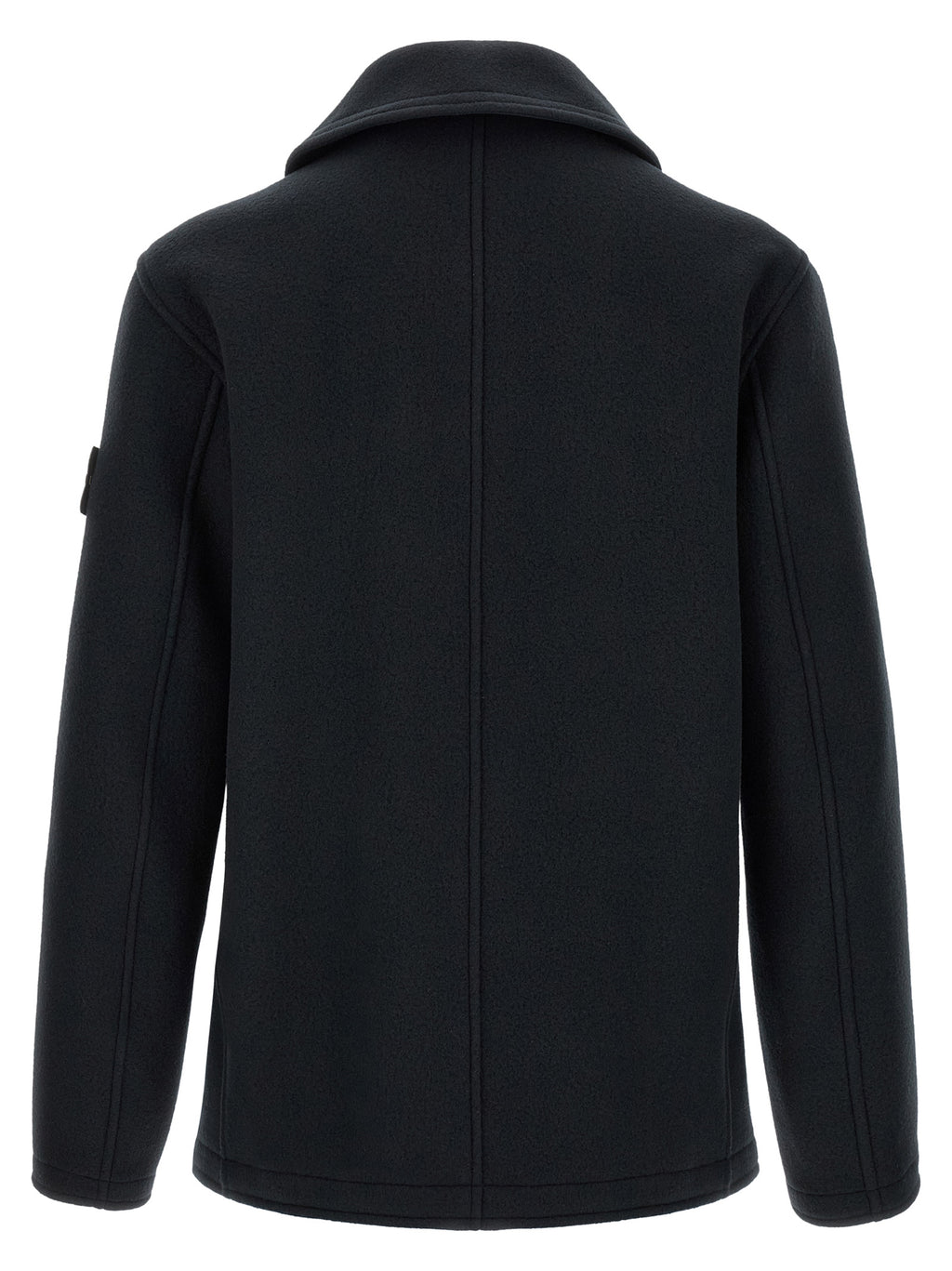 Navy Cotton Double‑Breasted Coat