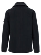 Navy Cotton Double‑Breasted Coat