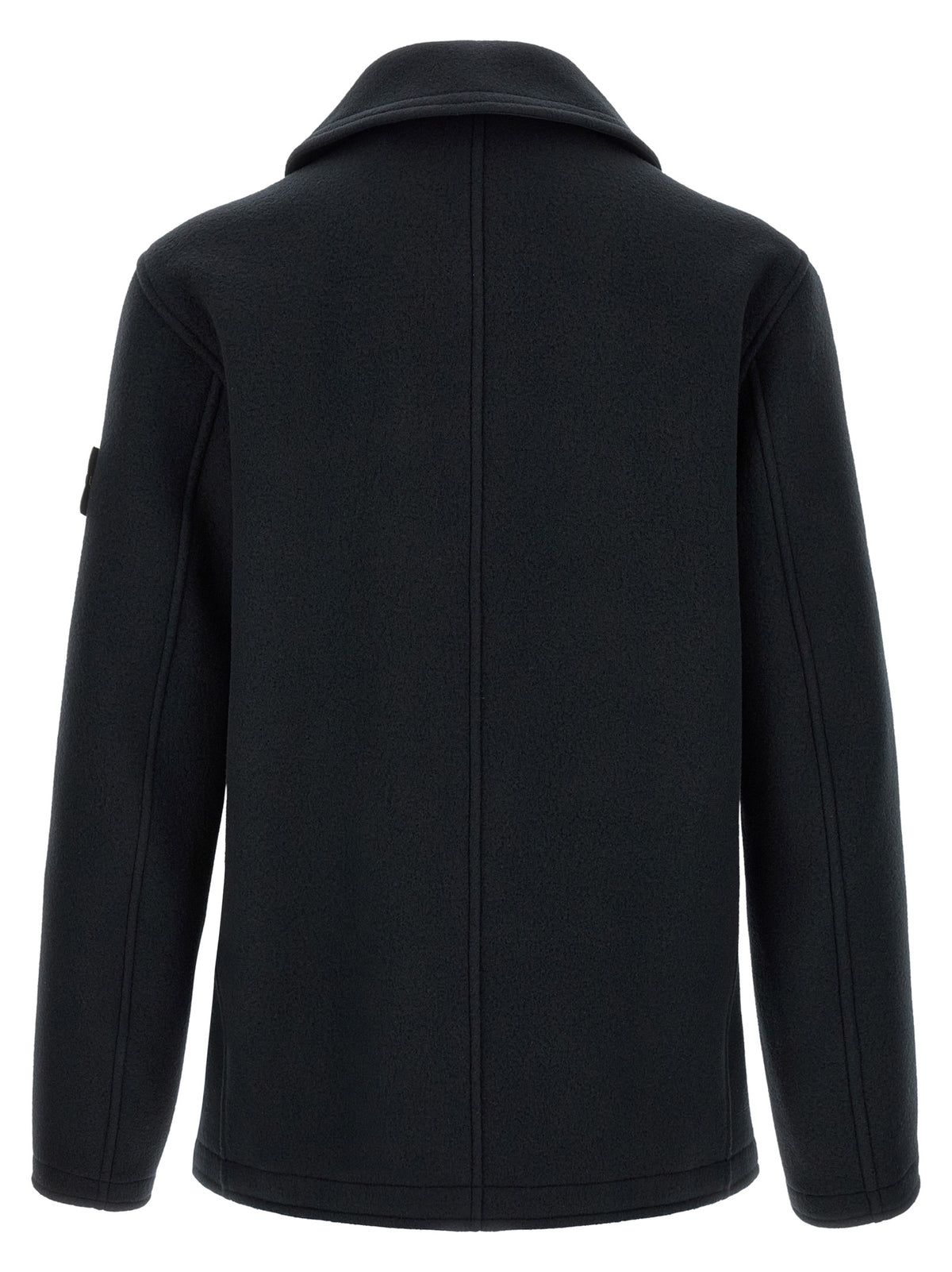 Navy Cotton Double‑Breasted Coat