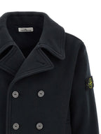 Navy Cotton Double‑Breasted Coat