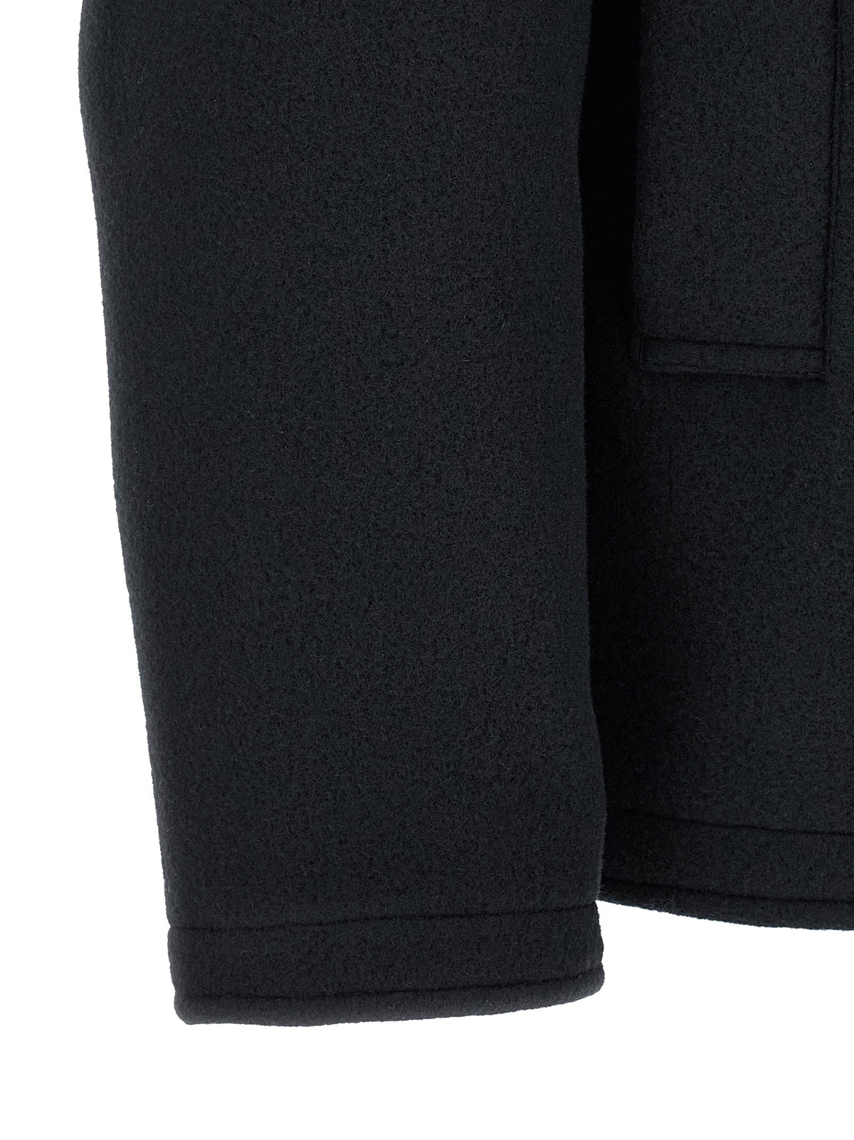 Navy Cotton Double‑Breasted Coat