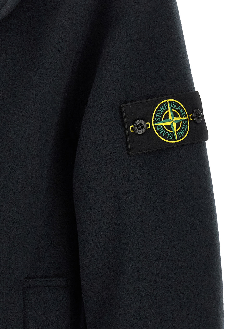 Navy Cotton Double‑Breasted Coat