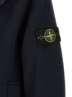 Navy Cotton Double‑Breasted Coat