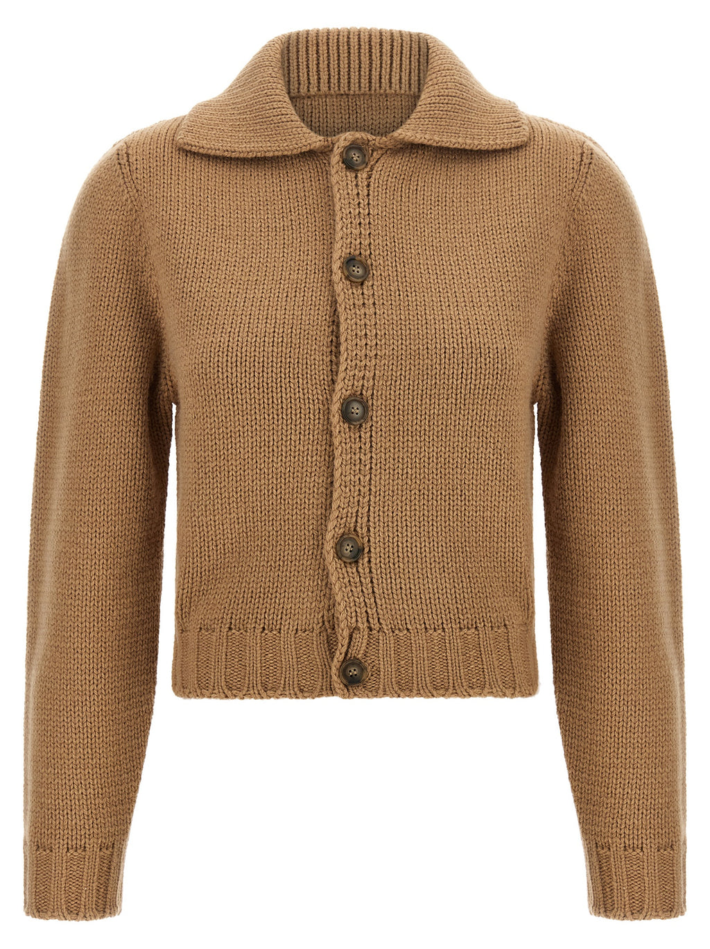 Beige Wool Blend Cropped Cardigan