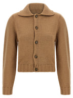Beige Wool Blend Cropped Cardigan