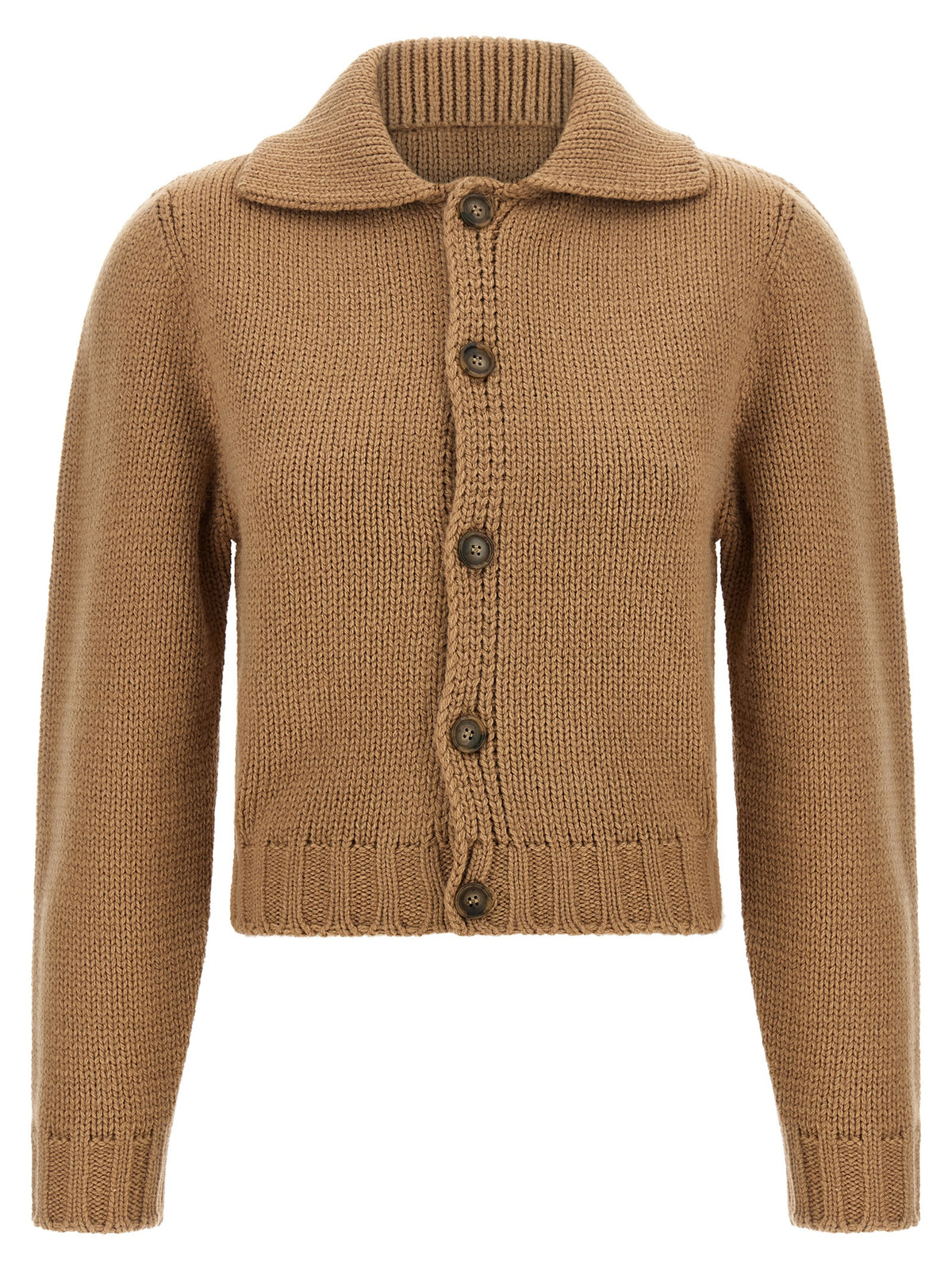Beige Wool Blend Cropped Cardigan