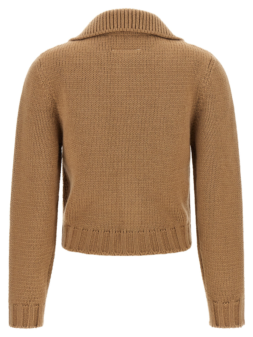 Beige Wool Blend Cropped Cardigan
