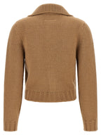 Beige Wool Blend Cropped Cardigan