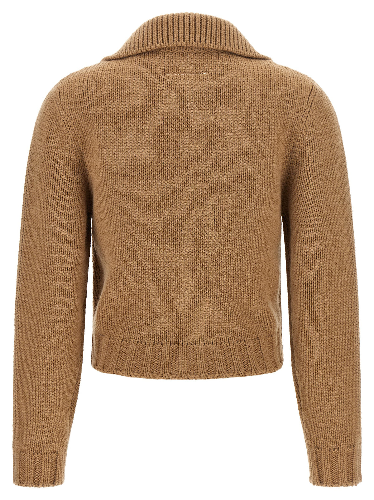 Beige Wool Blend Cropped Cardigan