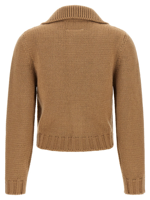 Beige Wool Blend Cropped Cardigan