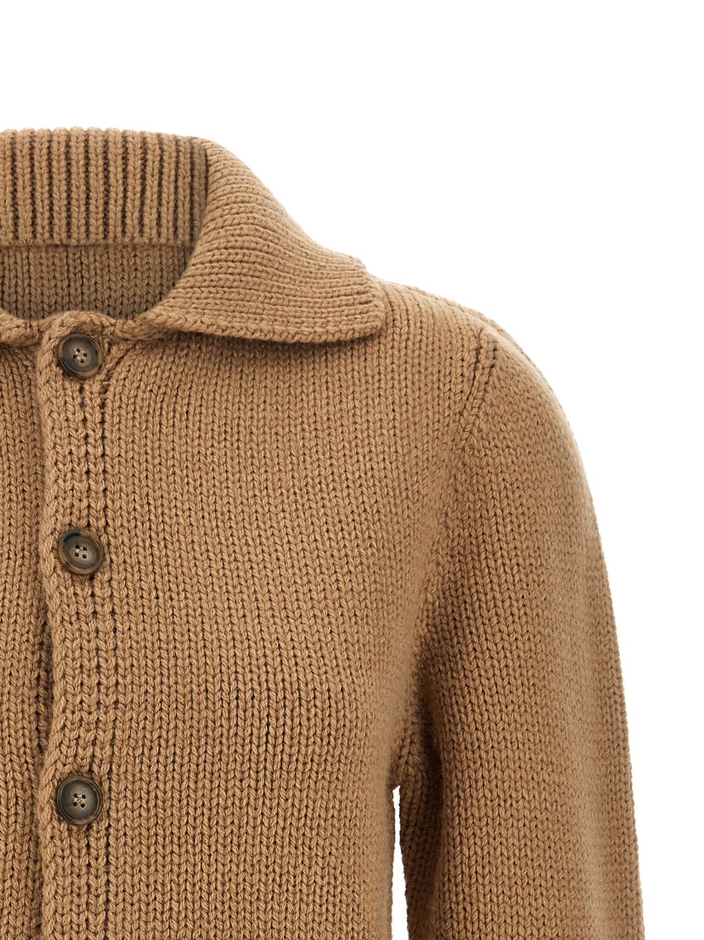 Beige Wool Blend Cropped Cardigan