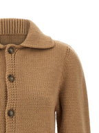 Beige Wool Blend Cropped Cardigan