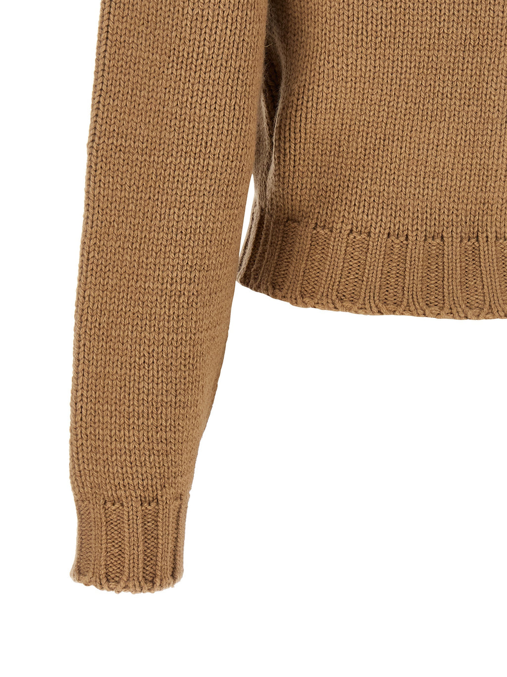 Beige Wool Blend Cropped Cardigan