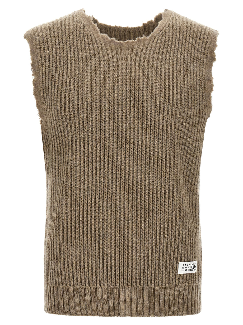 Beige Wool Sleeveless Vest