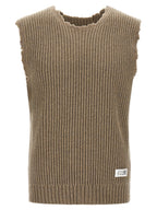 Beige Wool Sleeveless Vest