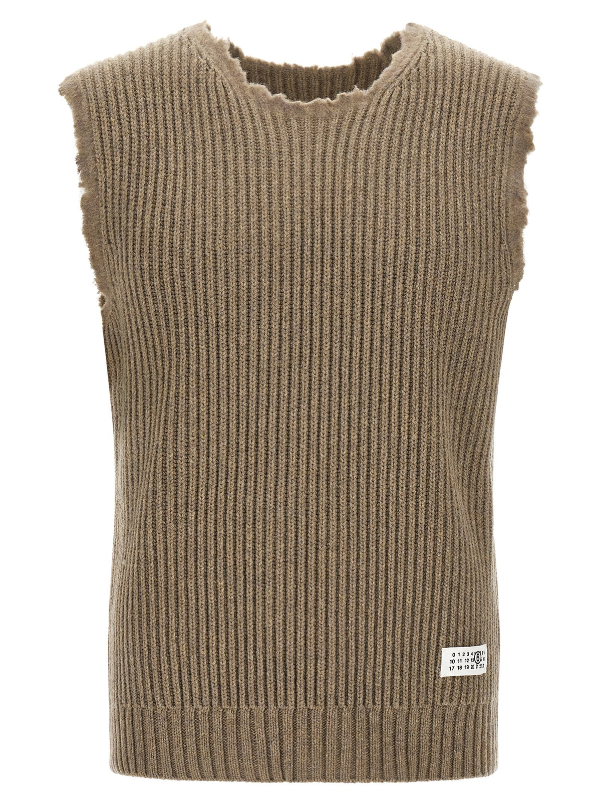 Beige Wool Sleeveless Vest