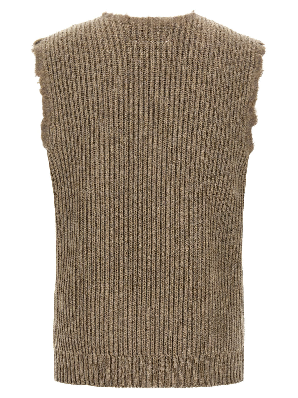 Beige Wool Sleeveless Vest
