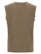 Beige Wool Sleeveless Vest