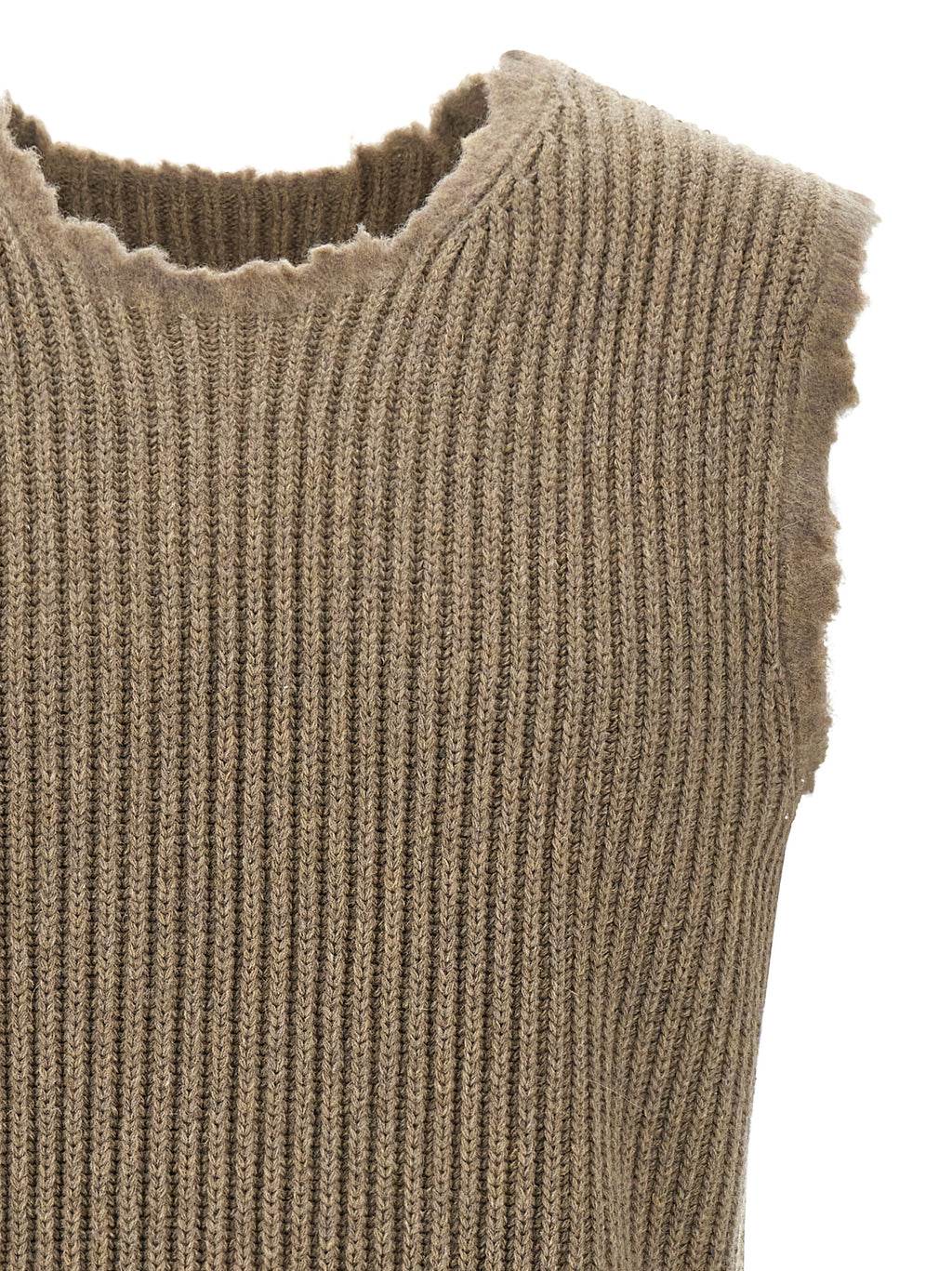 Beige Wool Sleeveless Vest