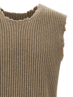 Beige Wool Sleeveless Vest