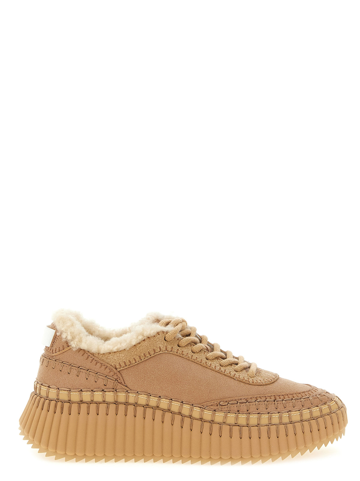 Beige Craquelé Goat Leather Nama Sneakers