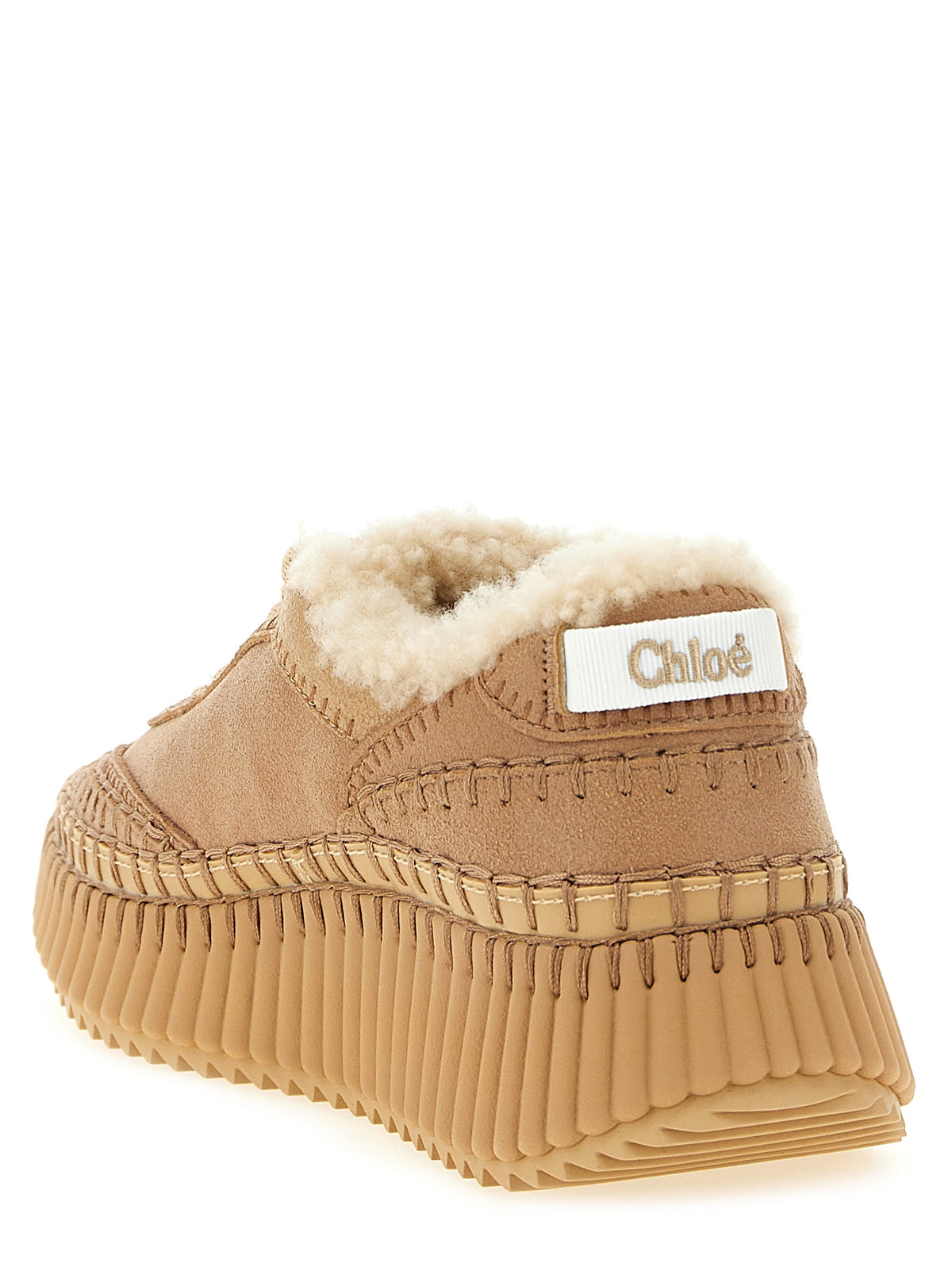 Beige Craquelé Goat Leather Nama Sneakers
