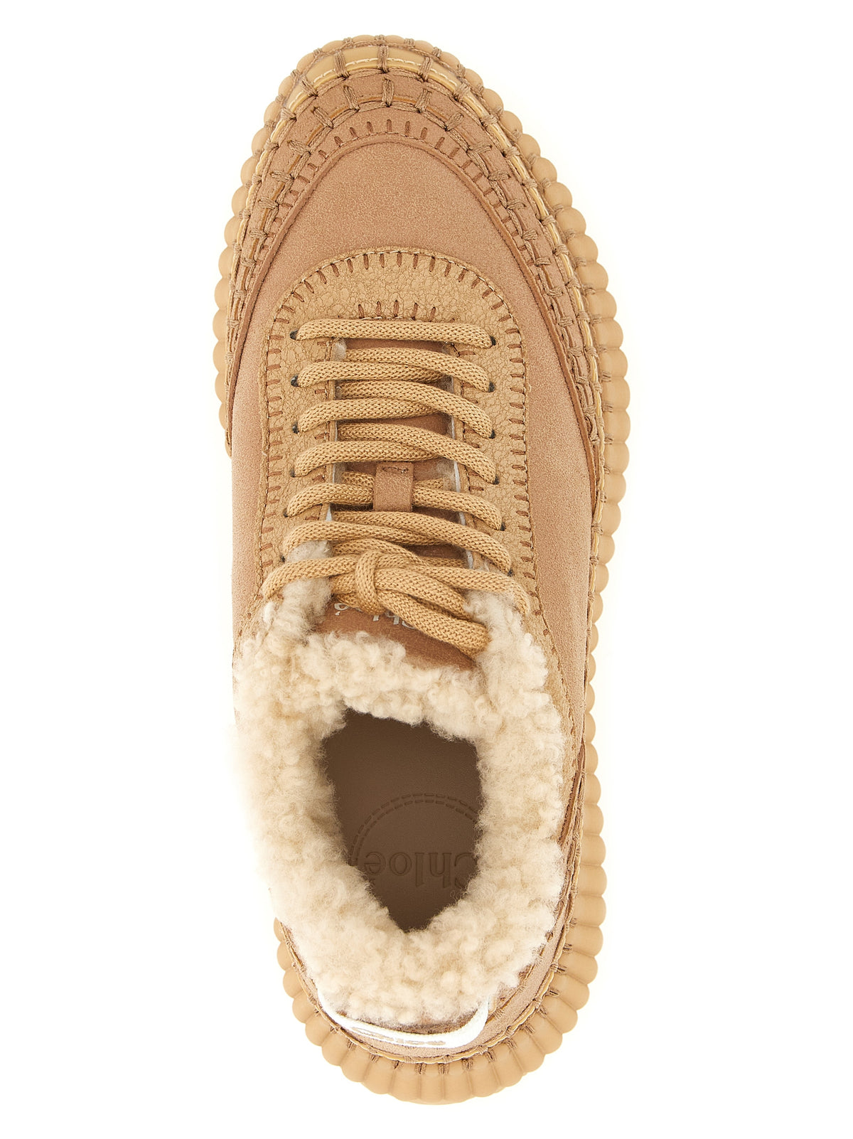 Beige Craquelé Goat Leather Nama Sneakers