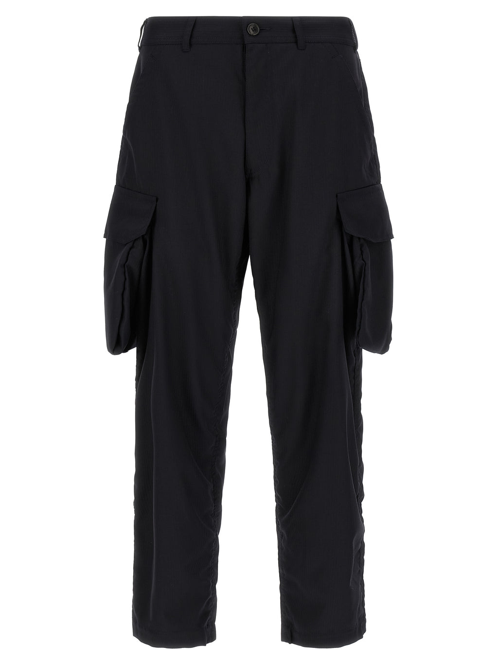 Pinstriped Blue Wool-Blend Cargo Trousers