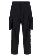 Pinstriped Blue Wool-Blend Cargo Trousers