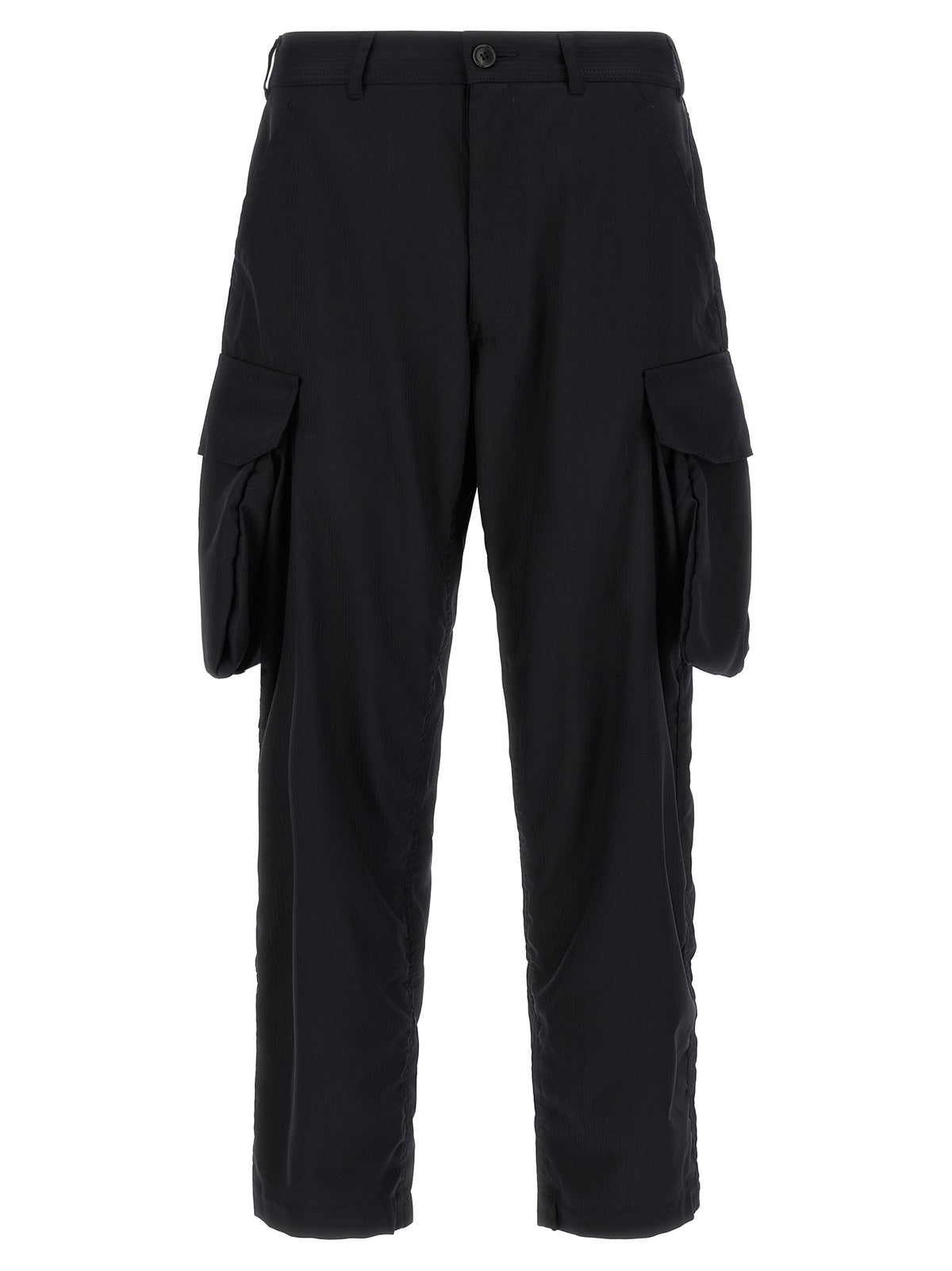 Pinstriped Blue Wool-Blend Cargo Trousers